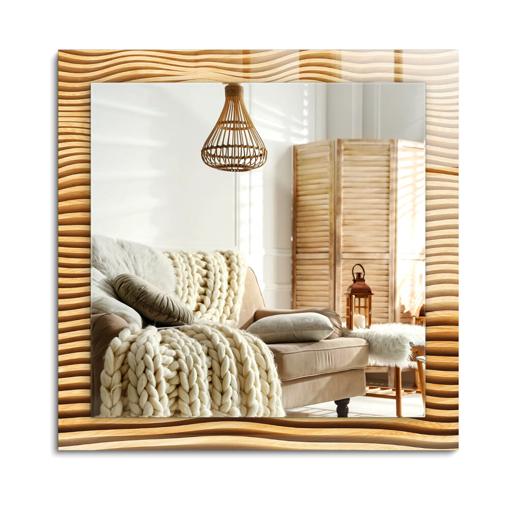 Obdélníkové dekorační zrcadlo na zeď Dřevěné vlny