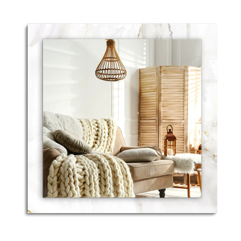 Obdélníkové dekorační zrcadlo na zeď Bílý mramorový vzor