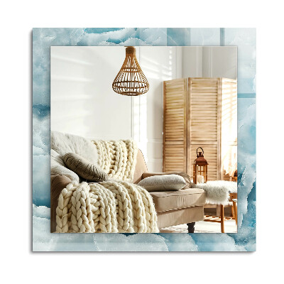 Obdélníkové zrcadlo rám s potiskem Textura modrého mramoru