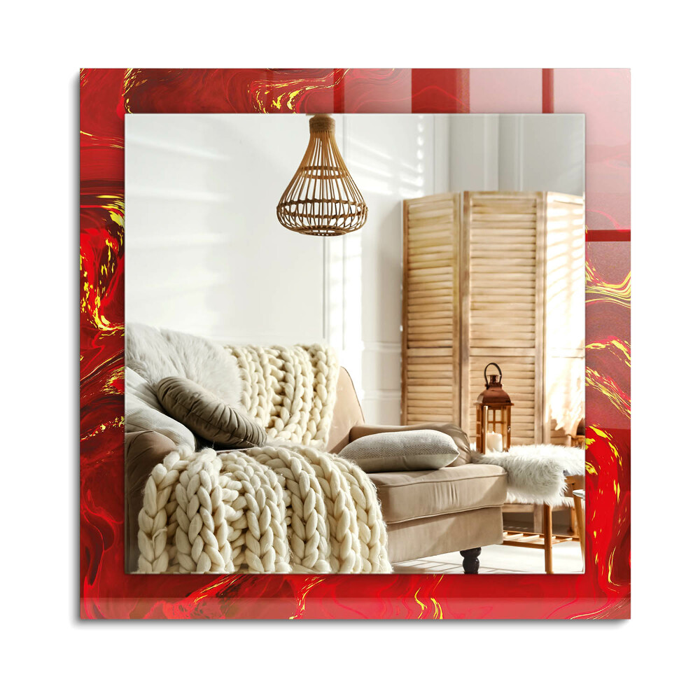 Obdélníkové dekorační zrcadlo Abstraktní červená barva