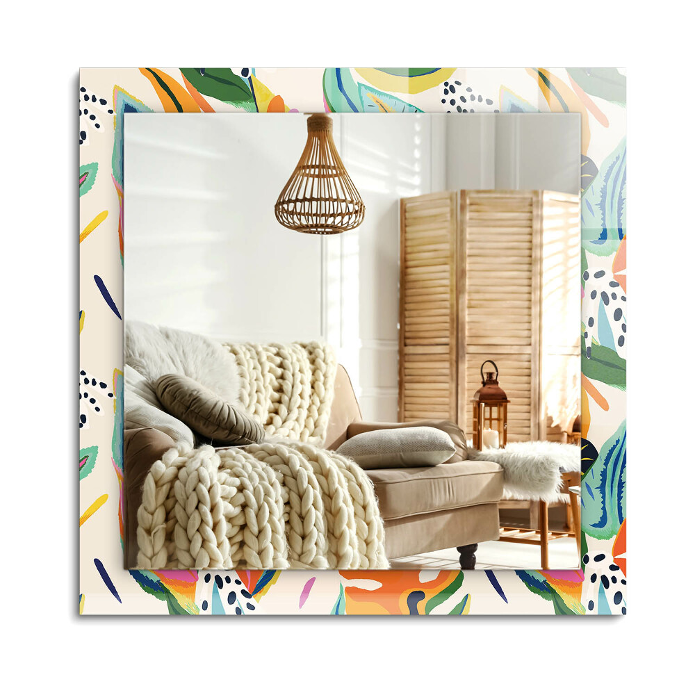 Obdélníkové dekorační zrcadlo na zeď Vzor barevné listy