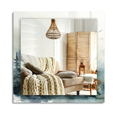 Obdélníkové dekorační zrcadlo Les v mlze