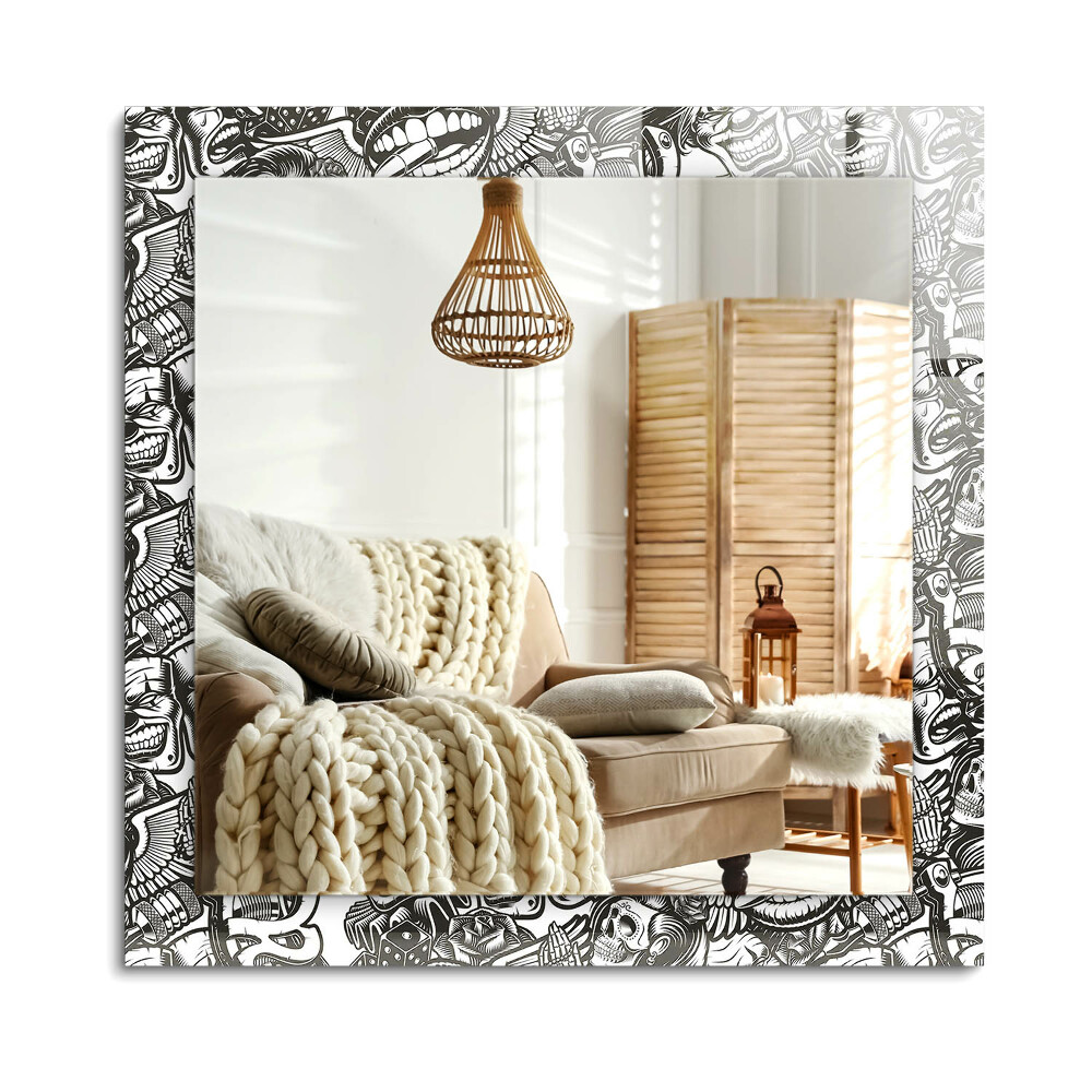 Obdélníkové zrcadlo rám s potiskem Černobílé vzory