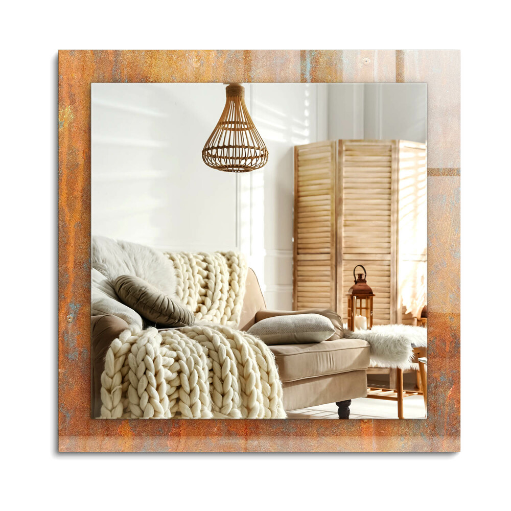 Obdélníkové zrcadlo rám s potiskem Rez kovový povrch