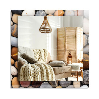 Obdélníkové dekorační zrcadlo Barevné hladké kameny