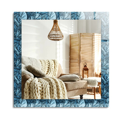 Obdélníkové dekorační zrcadlo Vzor modré listy