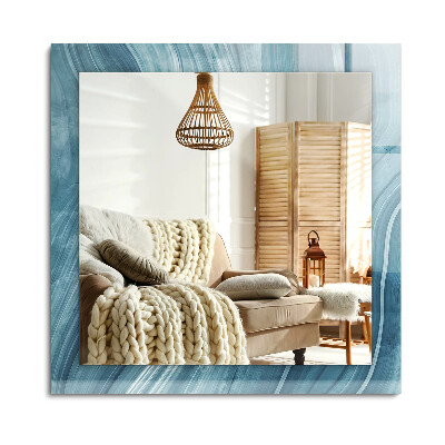 Obdélníkové dekorační zrcadlo Abstraktní modré čáry