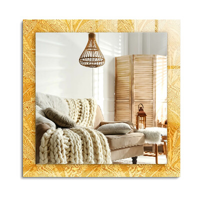 Obdélníkové dekorační zrcadlo na zeď Oranžový vzor listů