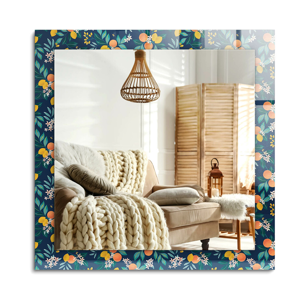 Obdélníkové dekorační zrcadlo Květiny a ovoce