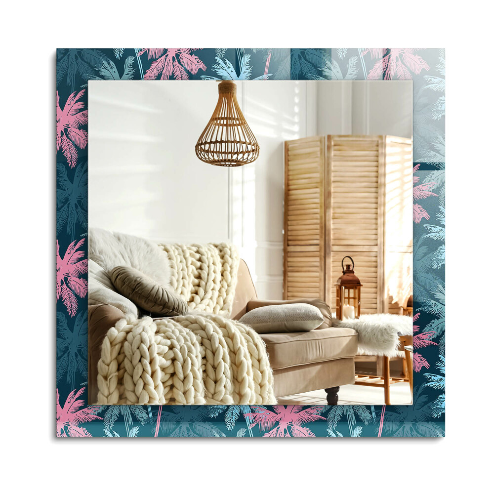 Obdélníkové dekorační zrcadlo na zeď Palmy barevný vzor