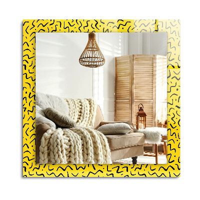 Obdélníkové dekorační zrcadlo na zeď Žlutý abstraktní vzor