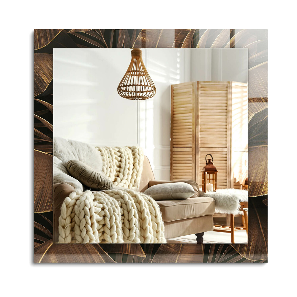 Obdélníkové dekorační zrcadlo na zeď tropické listy