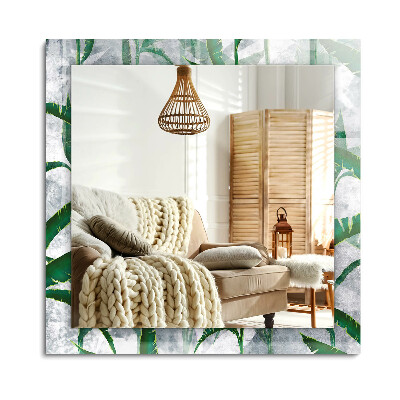 Obdélníkové zrcadlo rám s potiskem Zelené listy rostliny