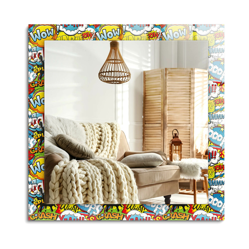 Obdélníkové dekorační zrcadlo na zeď Barevné komiksové bubliny