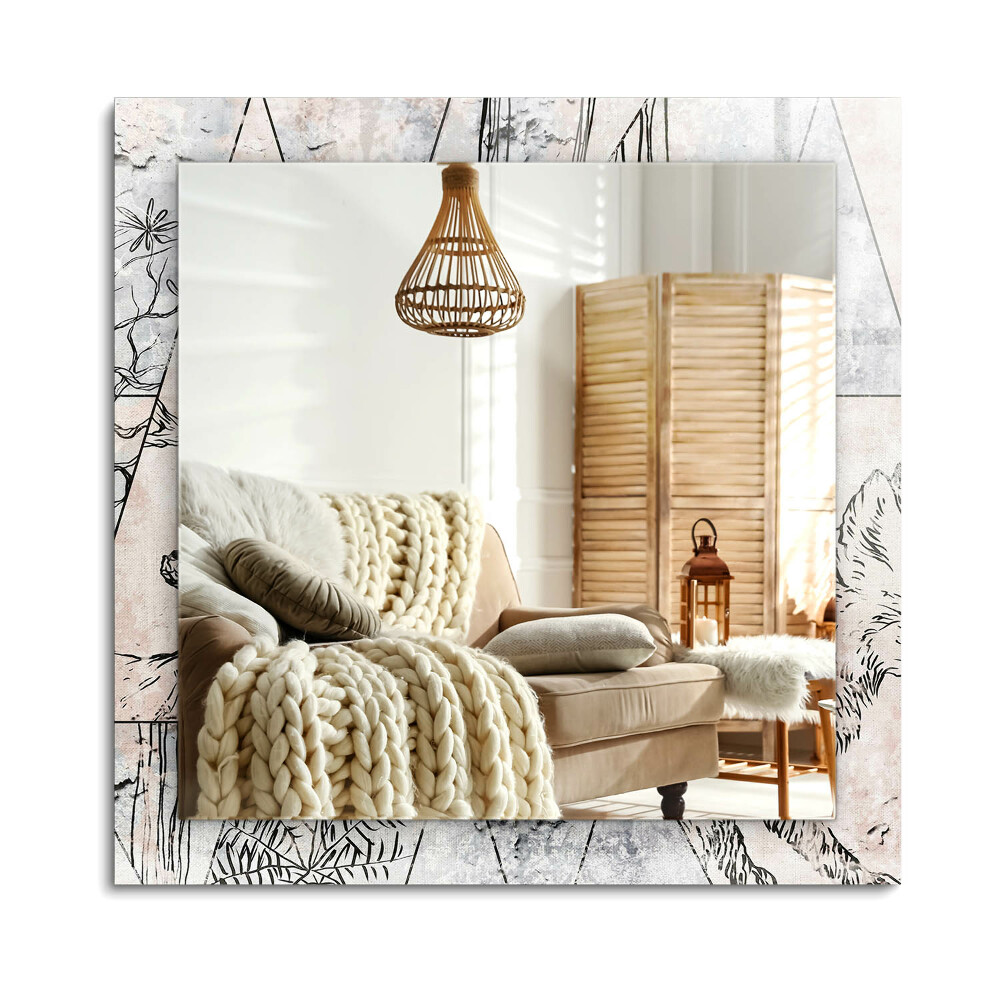 Obdélníkové dekorační zrcadlo na zeď Jelení liška rostliny