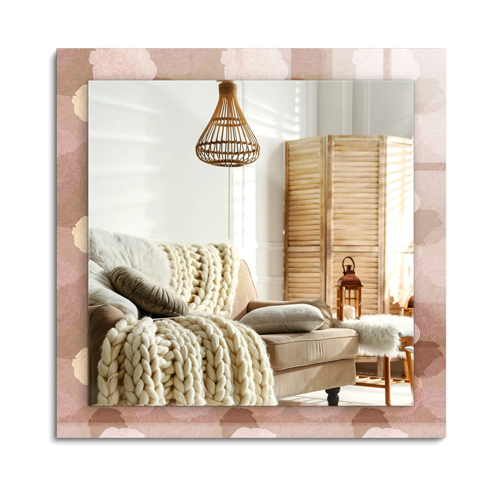 Obdélníkové dekorační zrcadlo na zeď Květiny pivoňky