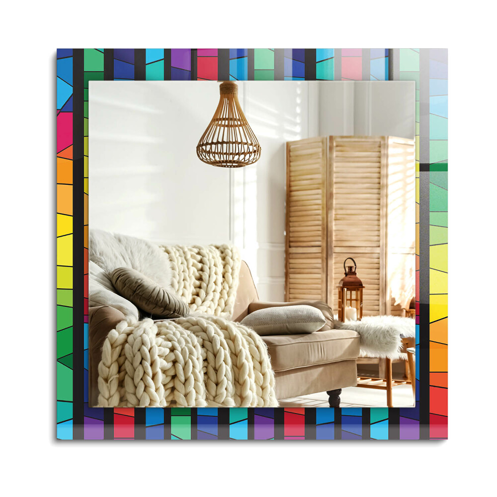 Obdélníkové dekorační zrcadlo Barevné pruhy z barevného skla