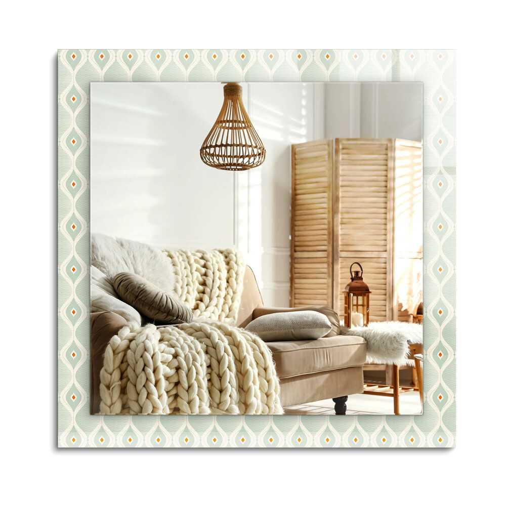 Obdélníkové dekorační zrcadlo na zeď Zelený geometrický vzor