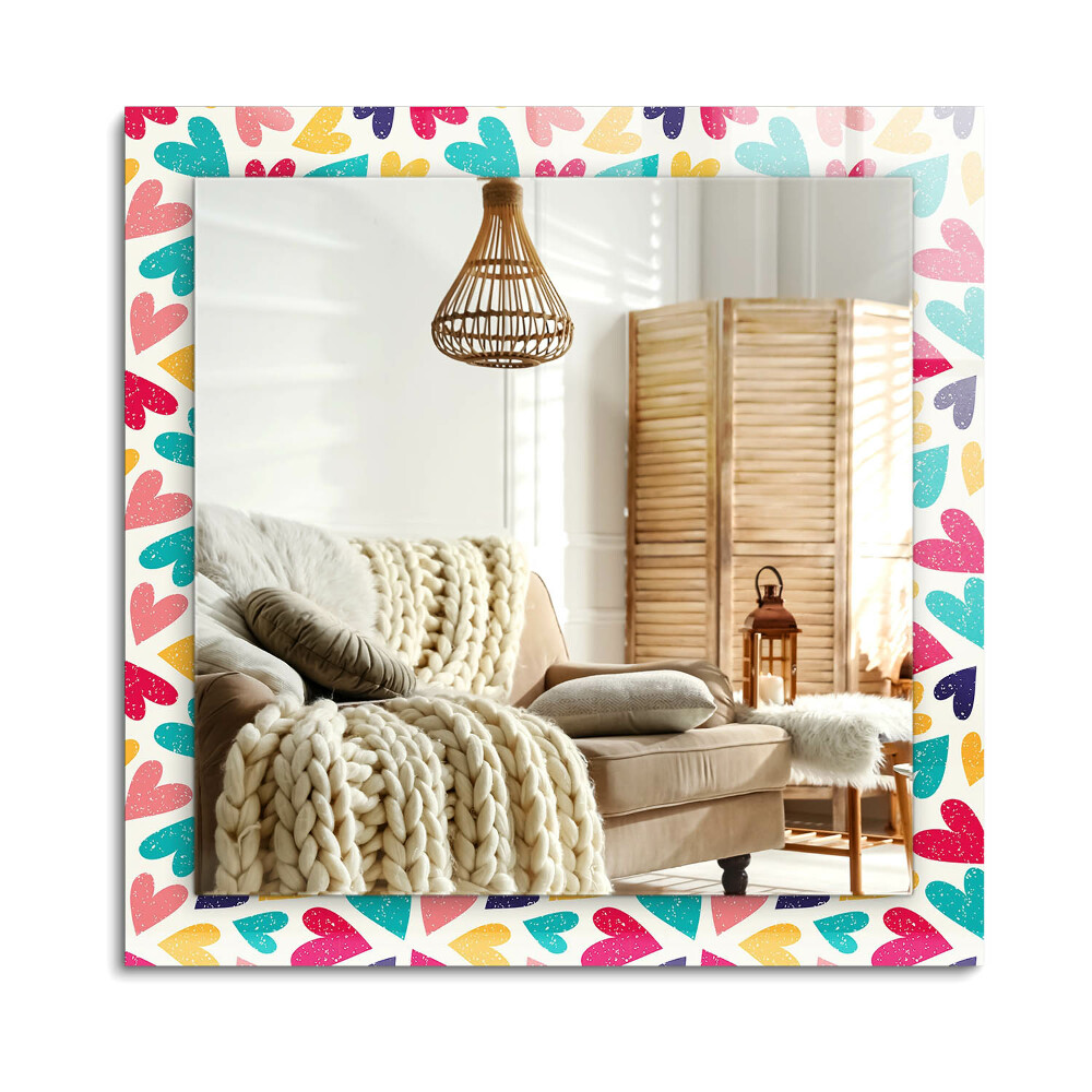 Obdélníkové dekorační zrcadlo Vzor barevné srdce