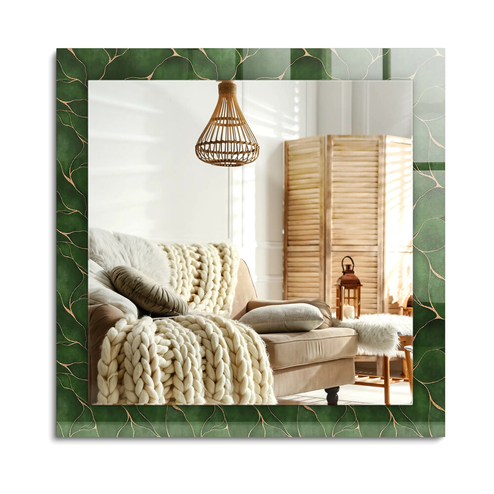 Obdélníkové zrcadlo rám s potiskem Vzor zelené listy