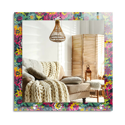 Obdélníkové dekorační zrcadlo na zeď Barevné květinové vzory