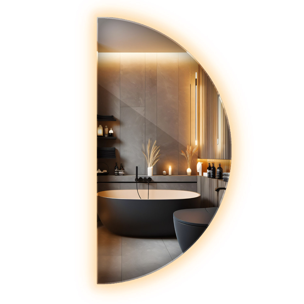 LED polokruhové zrcadlo dekorativní