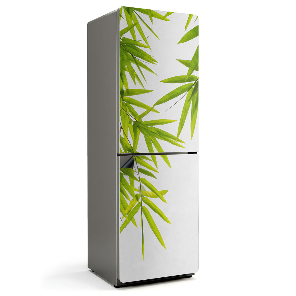 Magnet na ledničku Bambus Listy na bílém pozadí