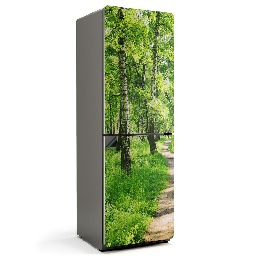 Magnet na ledničku Lesní cesta obklopená přírodou