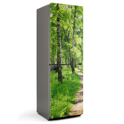 Magnet na ledničku Lesní cesta obklopená přírodou