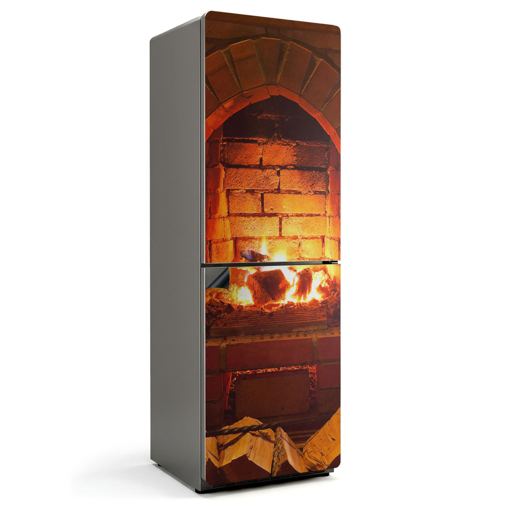 Magnet na ledničku Hořící dřevo v krbu