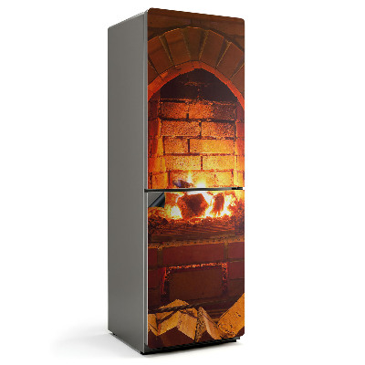 Magnet na ledničku Hořící dřevo v krbu