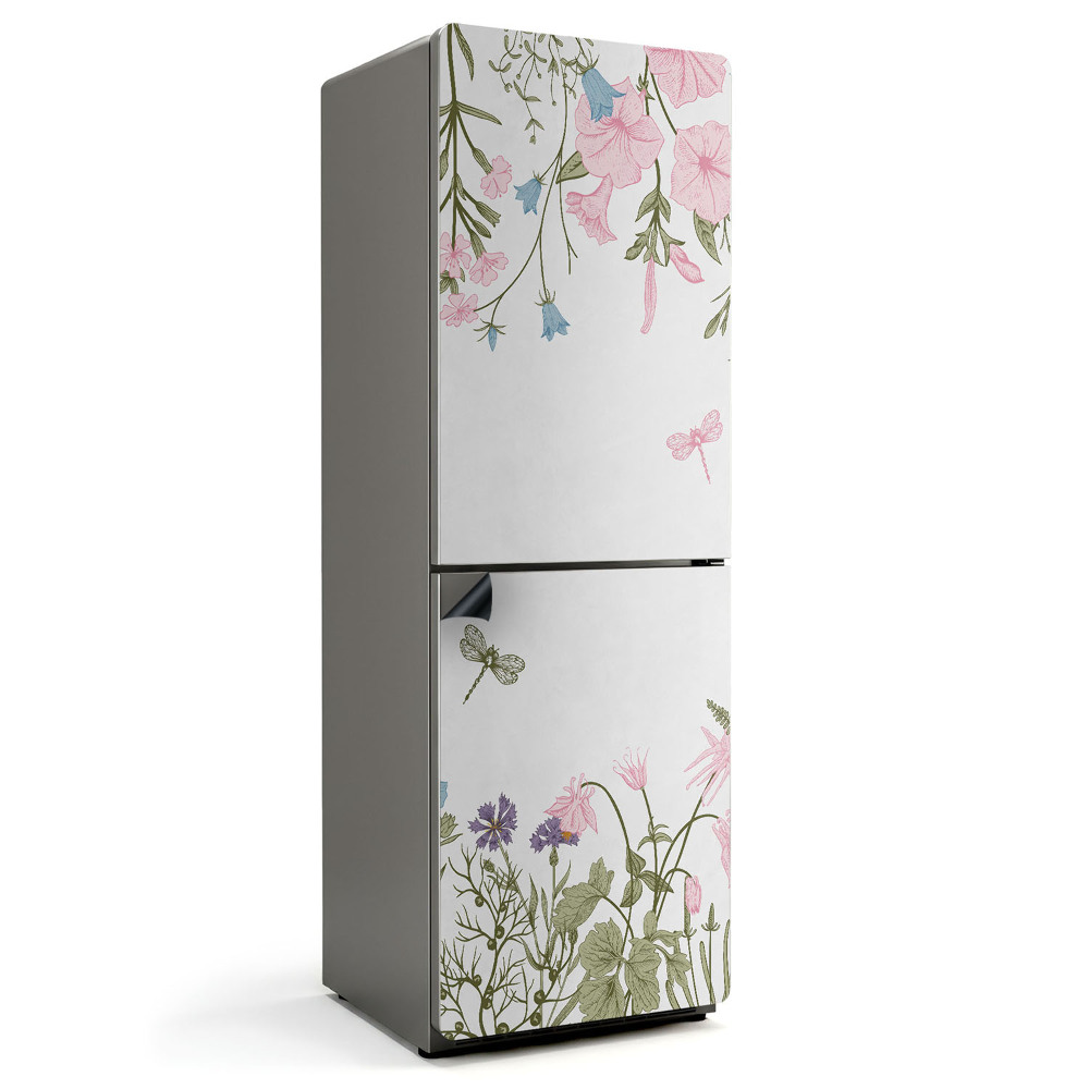 Magnet na ledničku Květiny s hmyzem v harmonické kombinaci