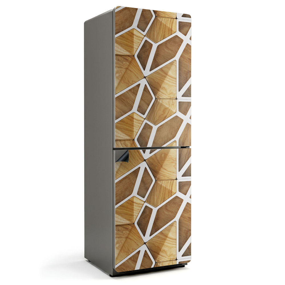 Magnet na ledničku Konstrukce s geometrickým motivem dřeva