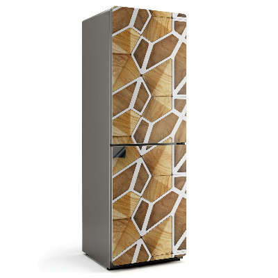 Magnet na ledničku Konstrukce s geometrickým motivem dřeva