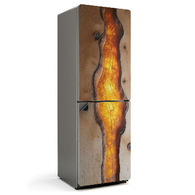 Magnet na ledničku Dřevěný vzor s pryskyřičnými akcenty