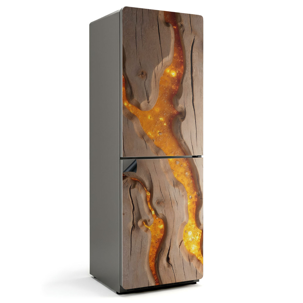 Magnet na ledničku Dřevěný vzor s pryskyřicí v přírodním stylu