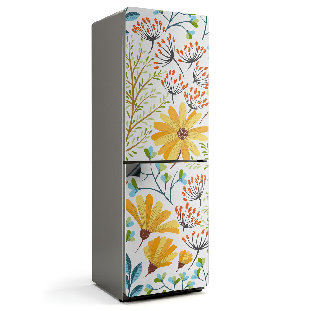 Magnet na ledničku Květiny na světlém pozadí