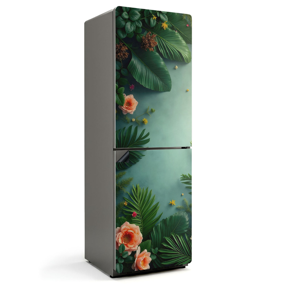 Magnet na ledničku Květy se zelenými listy