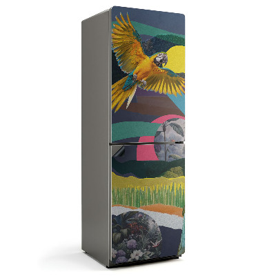 Magnet na ledničku Koláž papoušků ve stylu vystřihovánky