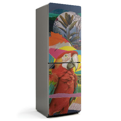 Magnet na ledničku Tropická koláž s papouškem