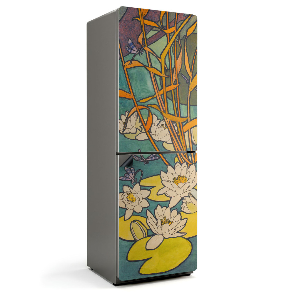 Magnet na ledničku Květinové odrazy na vodním pozadí