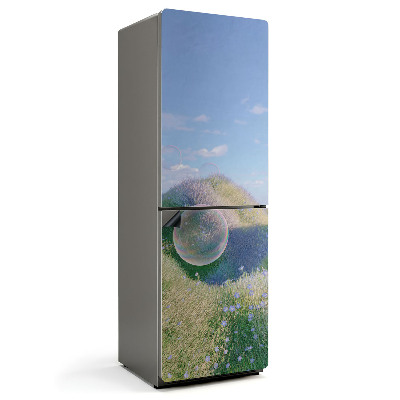 Magnet na ledničku Mýdlové bubliny mezi květinami