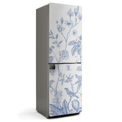 Magnet na ledničku Květinový vzor s ptáky