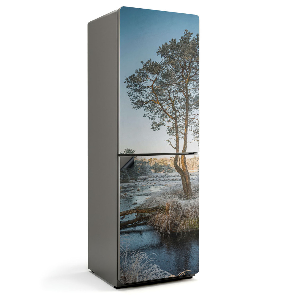 Magnet na ledničku Zimní krajina se stromem