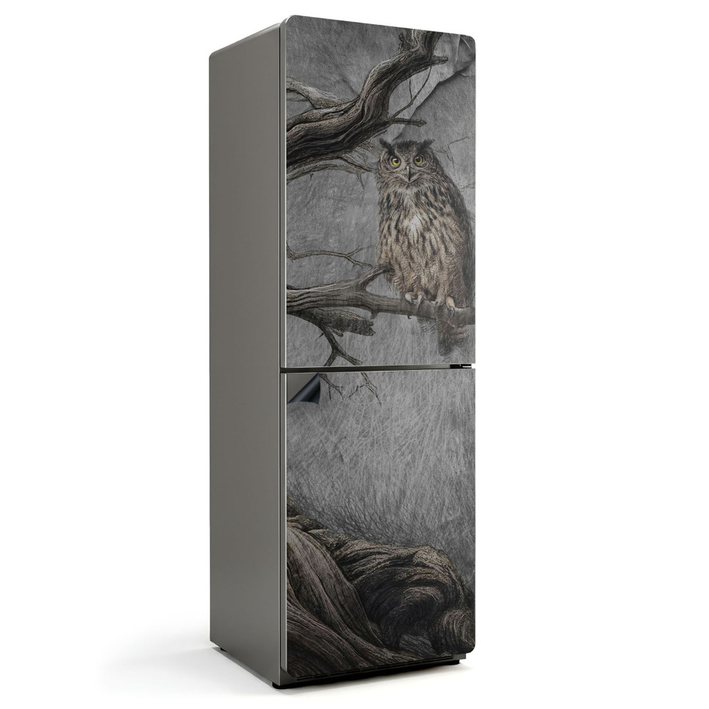 Magnet na ledničku Sova na větvi v lese