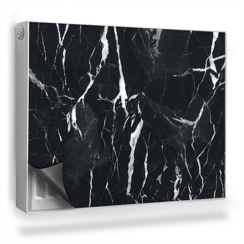 Magnetický kryt na radiátor Tmavé mramorové bílé praskliny na kameni