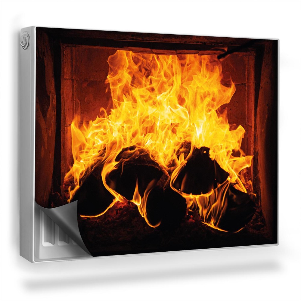 Dekorativní magnet na radiátor Hořící krb, teplo domácího krbu