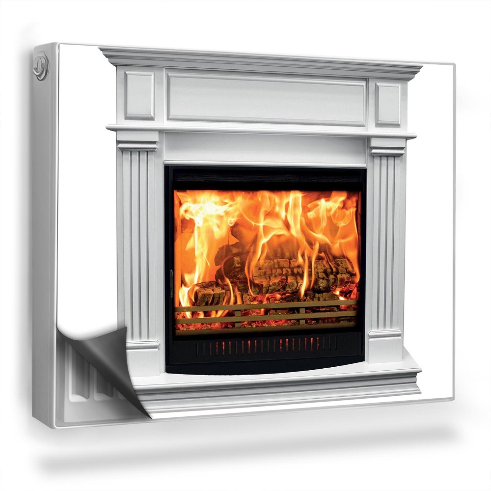 Dekorativní magnet na radiátor Klasický domácí krb je zapálen