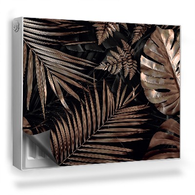 Dekorativní magnet na radiátor Listy natřené zlatem na černém pozadí