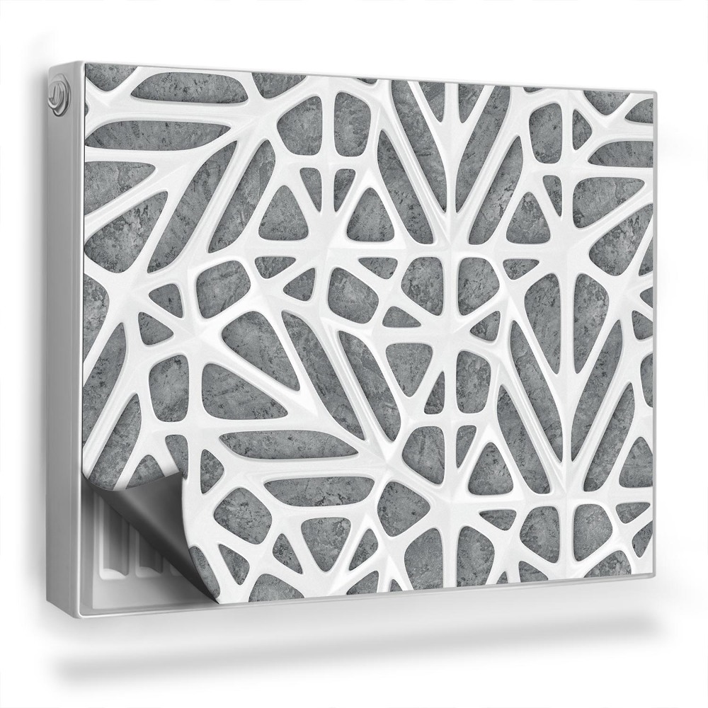 Dekorativní magnet na radiátor Geometrický prolamovaný vzor šedé pozadí